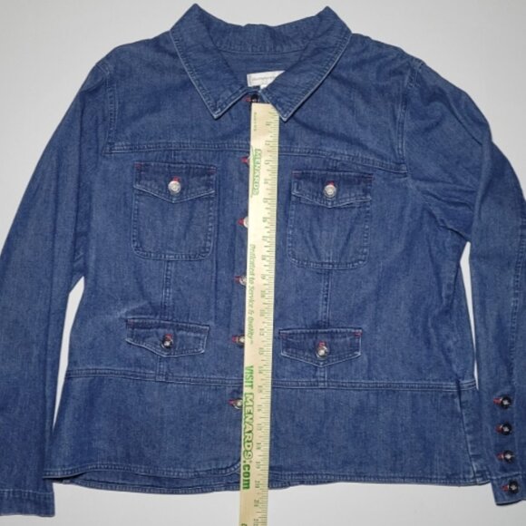 Christopher & Banks Womens Blue Denim Button Up 4 Pocket Jacket Size XL - Picture 6 of 13